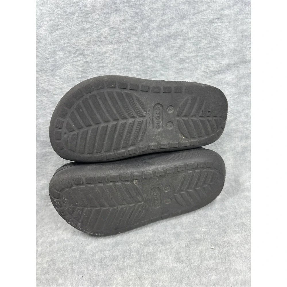 Crocs Mega Crush Clogs Juniors 2 Platform Black Wedge Kids Youth‎ Slip On Iconic